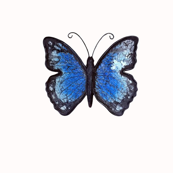 Blue Mosaic Butterfly Decor Freestanding Sculpture Indoor Outdoor Home Patio - Picture 12 of 12